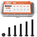 M5 x 40mm 45mm 50mm 55mm 60mm Bouton tête de socket bouchon vis boulons 10.9 Métrique en acier allié de qualité, finition à oxyde noir, Allen Hex Drive, machine entièrement filetée, kit d'assortiment 30PCS