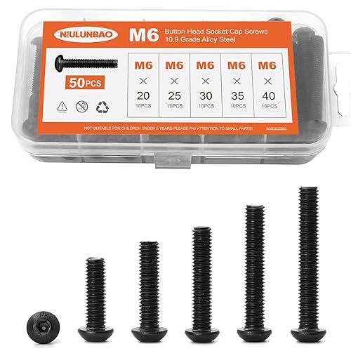 Miniatura 9 de NIULUNBAO Tornillos de cabeza de botón M8 x 0.394in, 0.472in, 0.630in, 0.787in, 0.984in, pernos de acero de aleación de grado 10.9, acabado de óxido