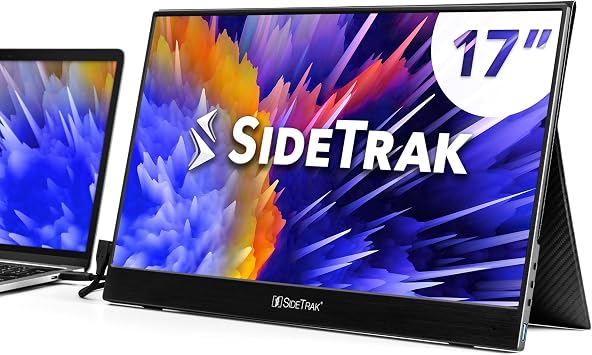SideTrak Solo 17.3 Portable Monitor for Laptop | Freestanding Full HD LED USB Laptop Dual Screen with Cover | Compatible with Mac, PC, Chrome | Powered by USB-C or Mini HDMI