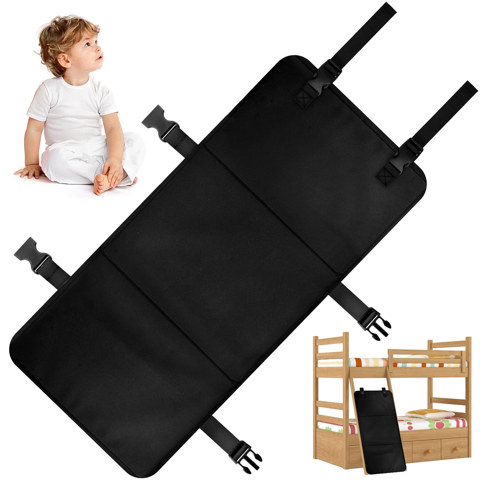 Quixion Bunk Bed Ladder Cover, bunk bed accessories, Bunk Bed Stairs Lock Bed Ladder Lock, Folding Bunk Bed Step Pads with Adjustable Buckles Pads Ladder Guard to Prevent Kids from Climbing Ladders.
