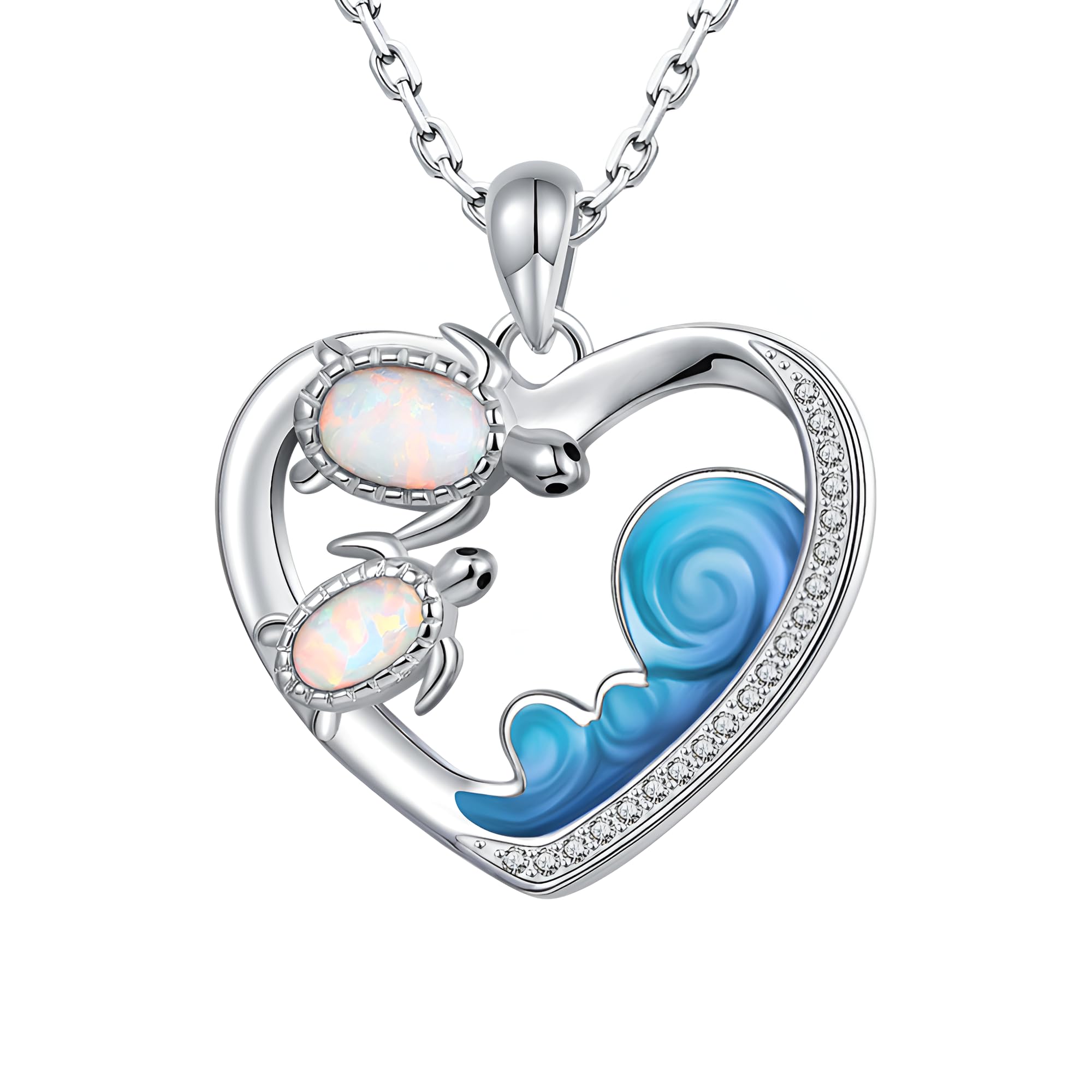 Collar de Tortuga de abulón de Plata de Ley 925 para Mujer, Gargantilla con Dije de Tortuga para Madre e Hija, Collar de Tortuga Hawaiana, Lindo Colgante de Tortuga de Animal del océano, Collar de