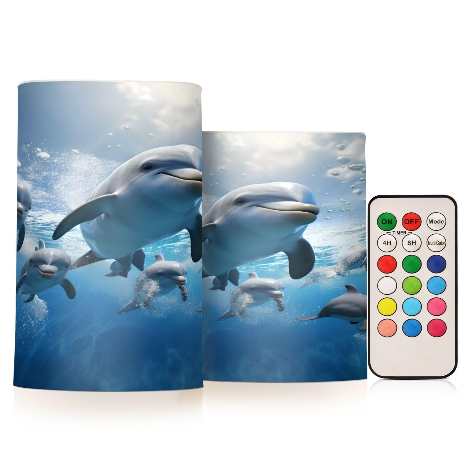 ALAZA Whale (13) Flickering Flameless Candles Battery Operated with Remote Timer,Tea Light Candles LED Pillar Votive Candles Set of 2 for Outdoor Indoor Decorations