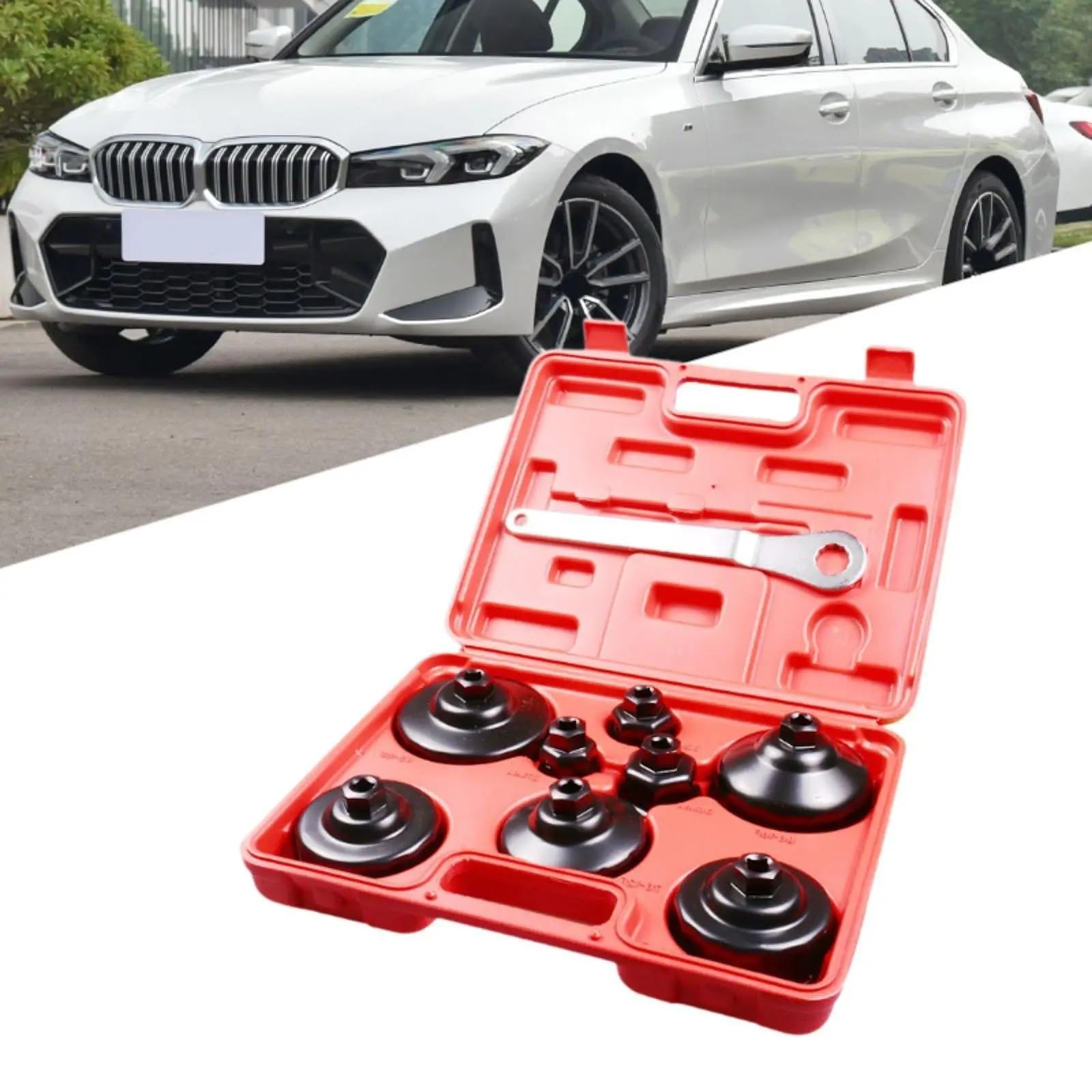 Kit de herramientas de llave de vaso para filtro de aceite, 9 piezas, extracción de tapa de carcasa automática Filtro de urea SCR
