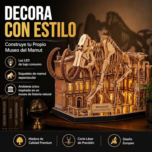 Foto 3 de 7 de Puzzle 3D Madera Mamut Museo LED