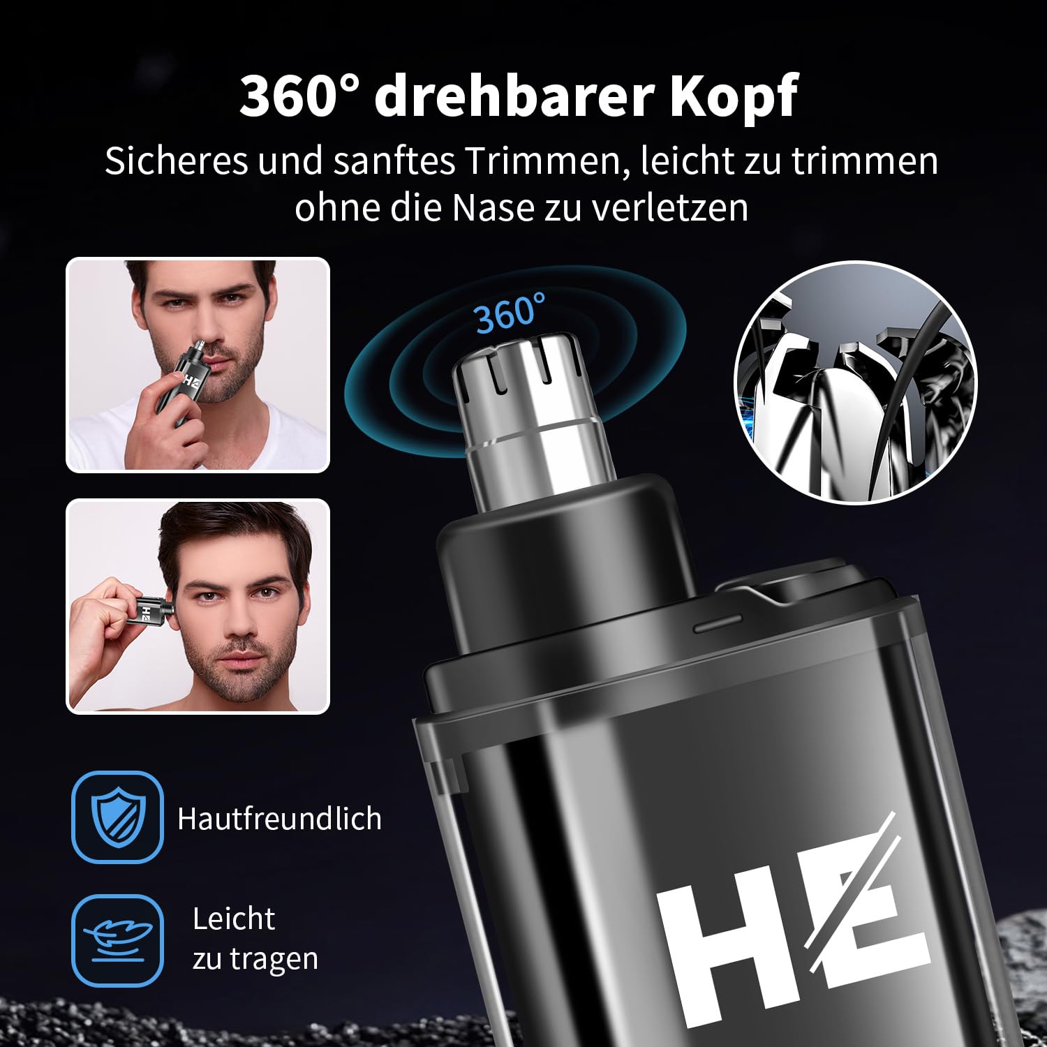 HIENA Professionelles Haarschneideset für Männer, Schnurloses Barbierschneideset und Trimmer Set, USB aufladbares elektrisches Barttrimmer & Nasenhaartrimmer Set, Folienrasierer & Männergesichtspflege