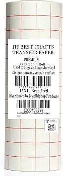 Jh-Best Crafts12 X 10 Feet Roll Transfer Paper w/Grid- Perfect Alignment of Cameo or Cricut Self Adhesive Vinyl for Decals, Signs, Walls, Windows and Other Smooth Surfaces