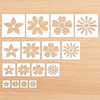 MWOOT Große Blumen Schablonen zum Malen an Wänden, 16 Stück Wiederverwendbare Wandschablone für Bastelarbeiten, Kunststoff DIY Zeichnungsvorlagen Set für Wand Holz Leinwand Wohnkultur