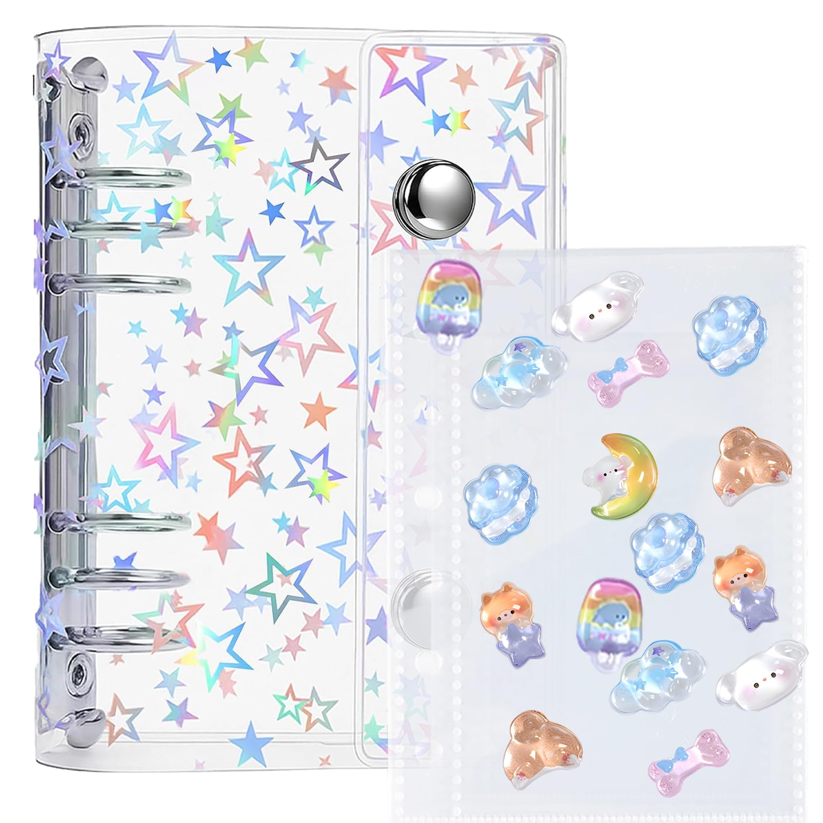 Amazon.co.jp: シール帳 透明 1本 20枚付き A6サイズ キラキラデザイン