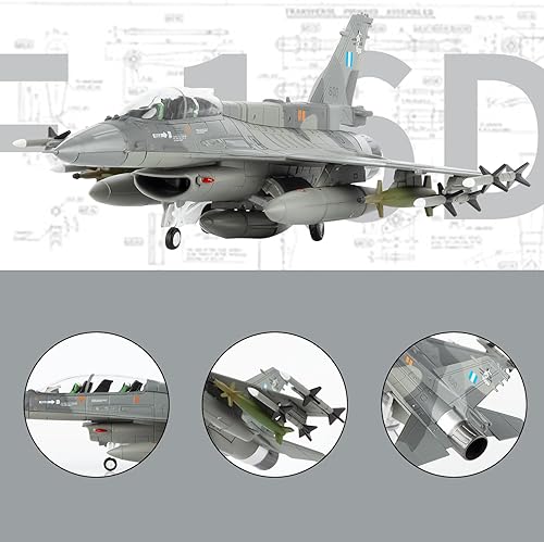 Miniatura 2 de Lose Fun Park 172 Modelo Militar Avión F-16D Aleación Avión de Combate Modelo, Modelo de Avión para Colección y Regalo