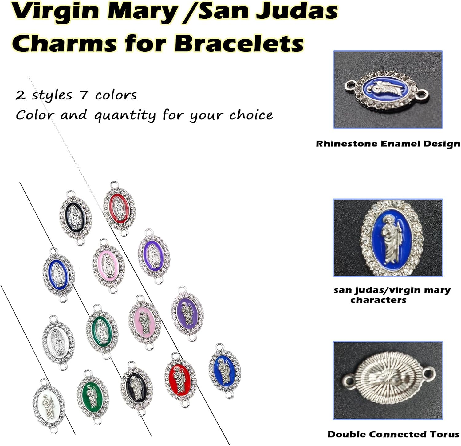 20 PCS Virgin Mary San Judas Charms for Bracelets Virgencita Our  - Chain Drape & Proportions
