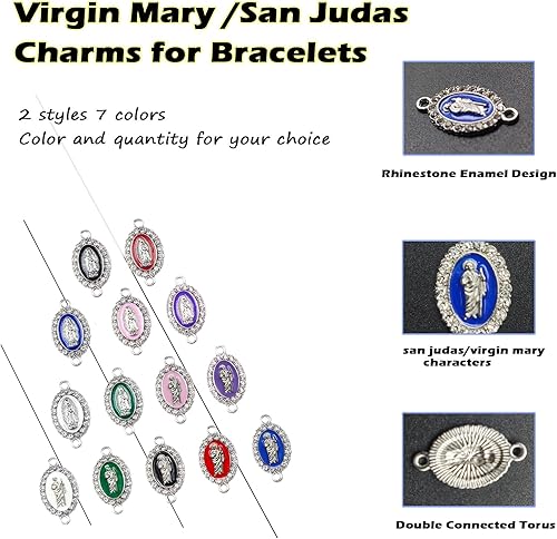 Miniatura 4 de 20 dijes de Virgen María San Judas para pulseras, cuentas de Virgencita Virgen De Guadalupe, joyería mexicana, colgante de rosario