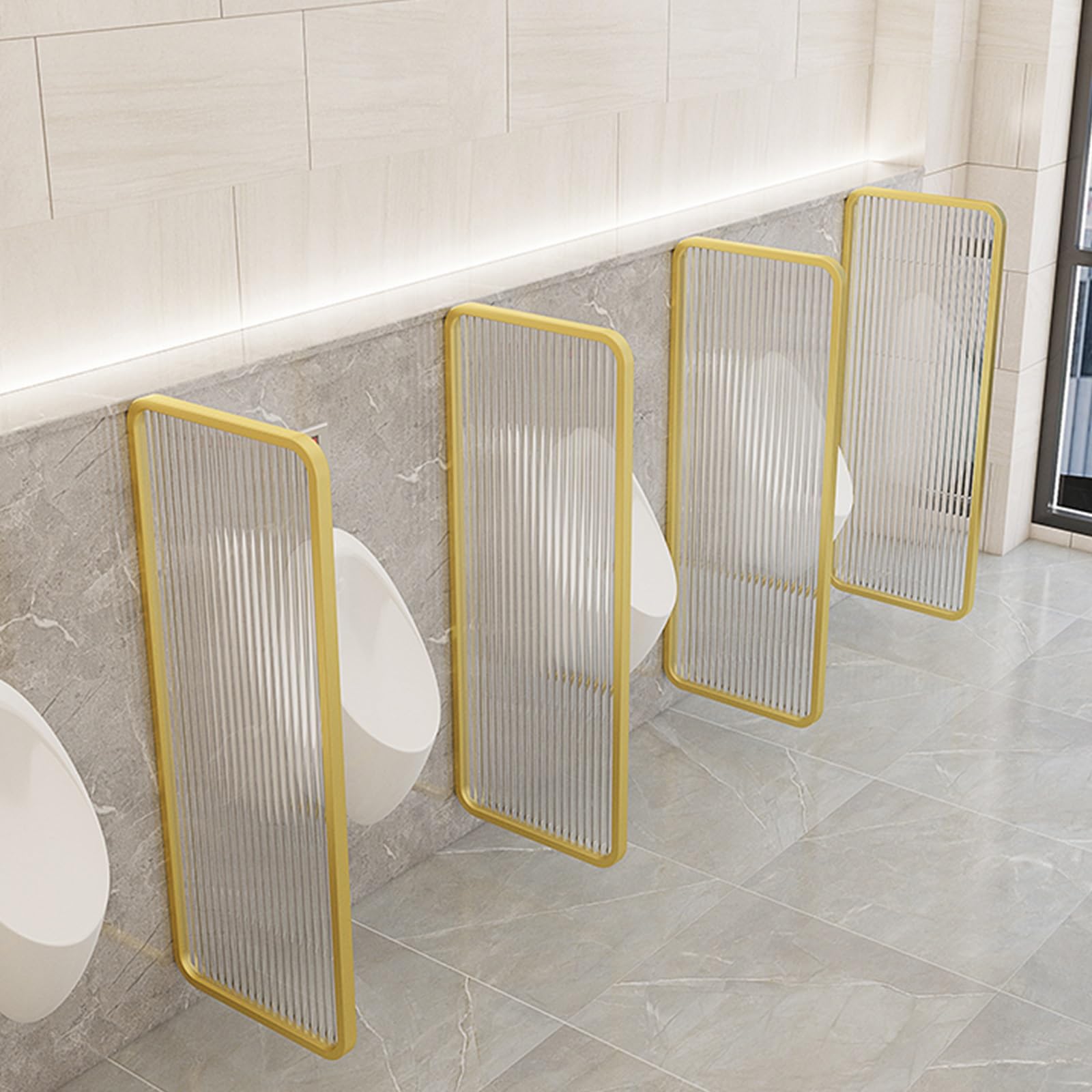GTHTUHFD Urinal Screen For Privacy, Wall Partition For Restroom, Men‘S Toilet Divider, Glass Partition Wall, Home Improvement Screen,Gold-1pcs
