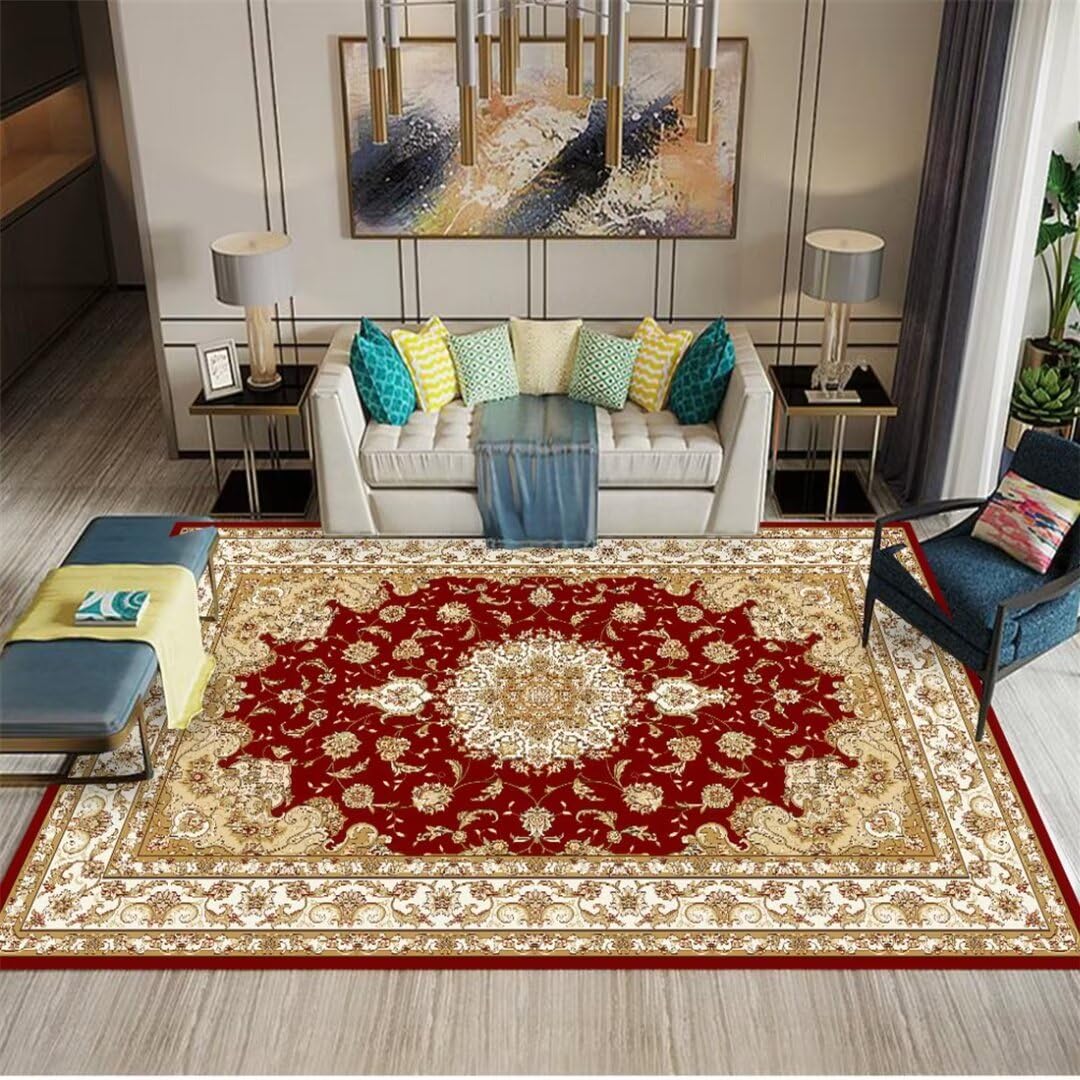 Alfombras salón grandes y baratas con estampado retro lavable