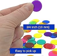 Vista 2 de MR CHIPS Fichas de bingo de plástico para juegos, bolsa de 1000 unidades, colores sólidos y transparentes, color rojo, 3/4 pulgadas