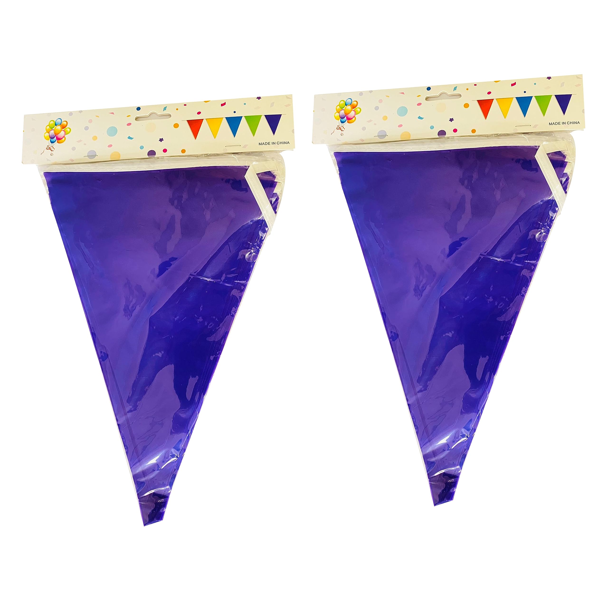 Purple Bunting Banner 9 Meter Double Sided Polyester Fabric Pennant Banners 20 piece Triangle Bunting Flags Garland for Birthday Wedding Party Garden Home Decorations 2 Pack.