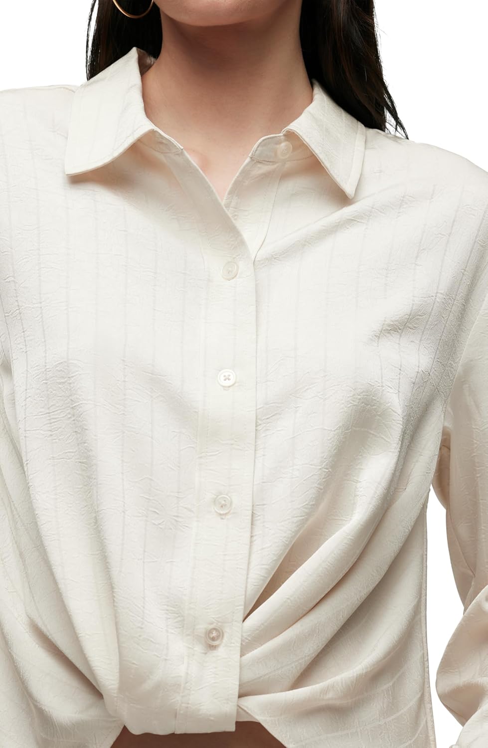 HUDSON Womens Long Sleeve Knotted Front Button Down Shirt - Image 4