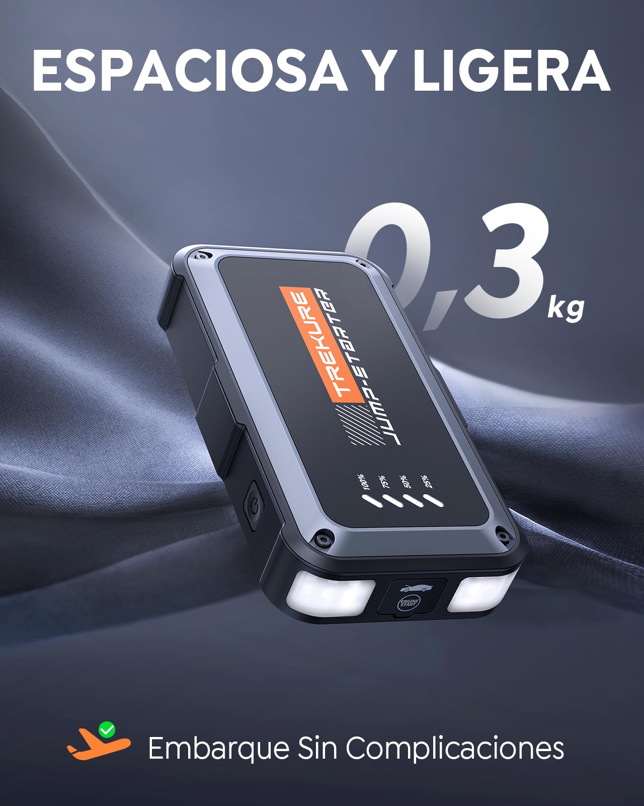 TREKURE 6000A Arrancador de Baterias de Coche (hasta 9,0 L de Gas o 8,5 L de Diésel), Arrancador de Coches Portatil, Protección Inteligente, Linterna LED de 300 LM con 4 Modos