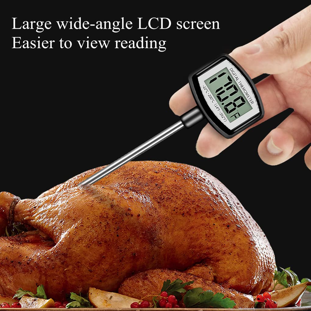 review Instant Read Digital Food Thermometer Probe Cooking Meat Thermometer, Liquid Candy Oil Deep Fry, with Large LCD Screen and Pen Clip, BBQ Grill Cooking Tools