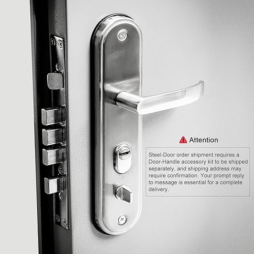 Miniatura 20 de VIZ-PRO Puerta de seguridad de acero de montaje rápido con marco y herrajes, gris lado derecho con bisagras hacia afuera, 32 11/16" - 35" ancho