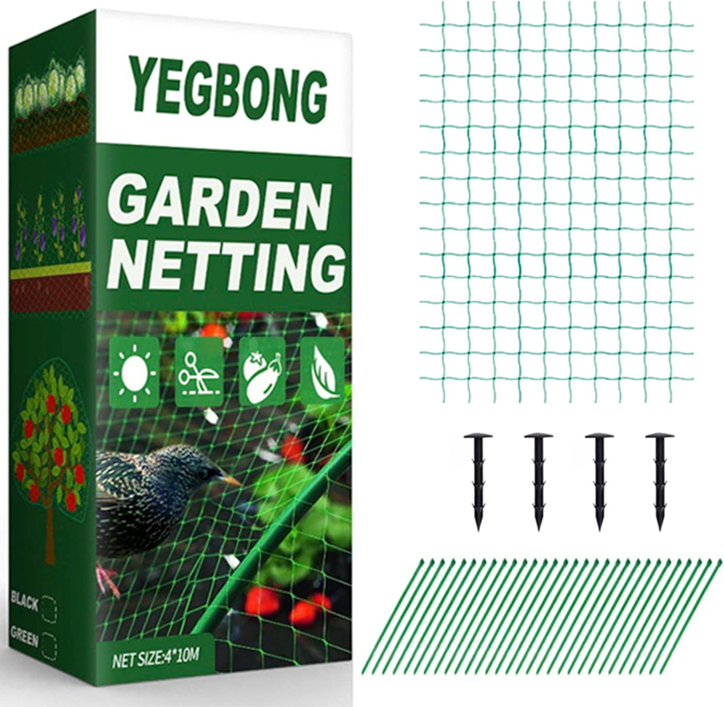 Homarket Bird Netting for Garden Protect Vegetable Plants and Fruit Trees,trellis patio Netting for Birds, pets,poultry,Animals(Extra-Large,13.1ftX32.8ft) (Green)