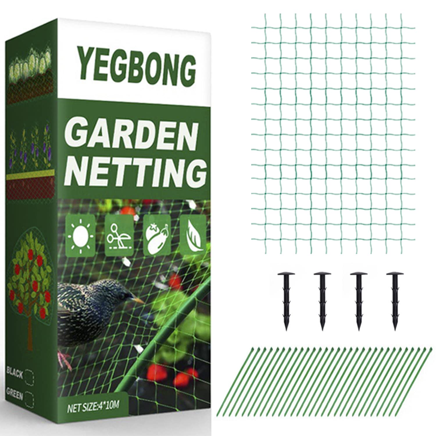 Homarket Bird Netting for Garden Protect Vegetable Plants and Fruit Trees,trellis patio Netting for Birds, pets,poultry,Animals(Extra-Large,13.1ftX32.8ft) (Green)