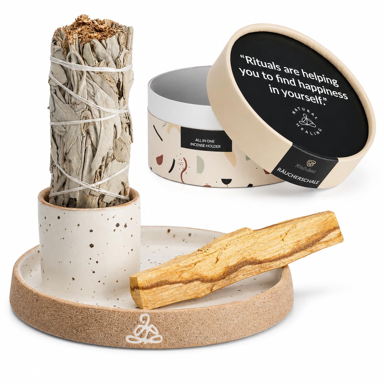 [Qualité Supérieure] Bol d'Encens Pour Palo Santo, Sauge Blanche I Palo Santo et Sauge Non Inclus