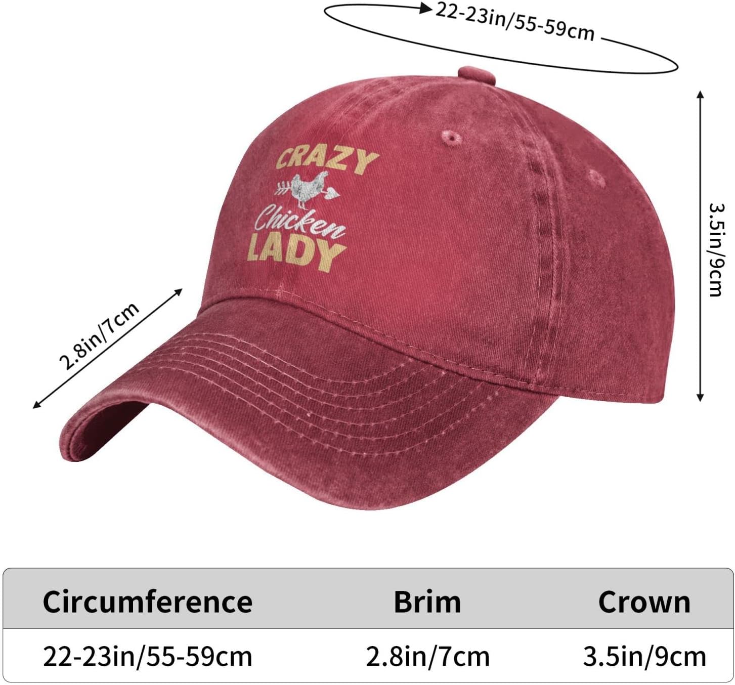 Crazy Chicken Ladys Hat for Women Baseball Hats Funny Caps