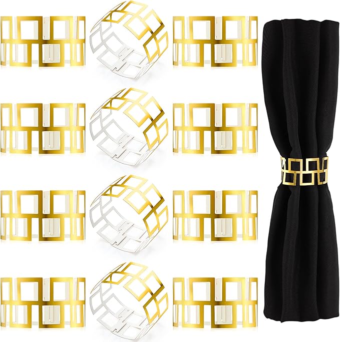 Sieral 100 Pcs Gold Napkin Rings Paper Napkin Rings