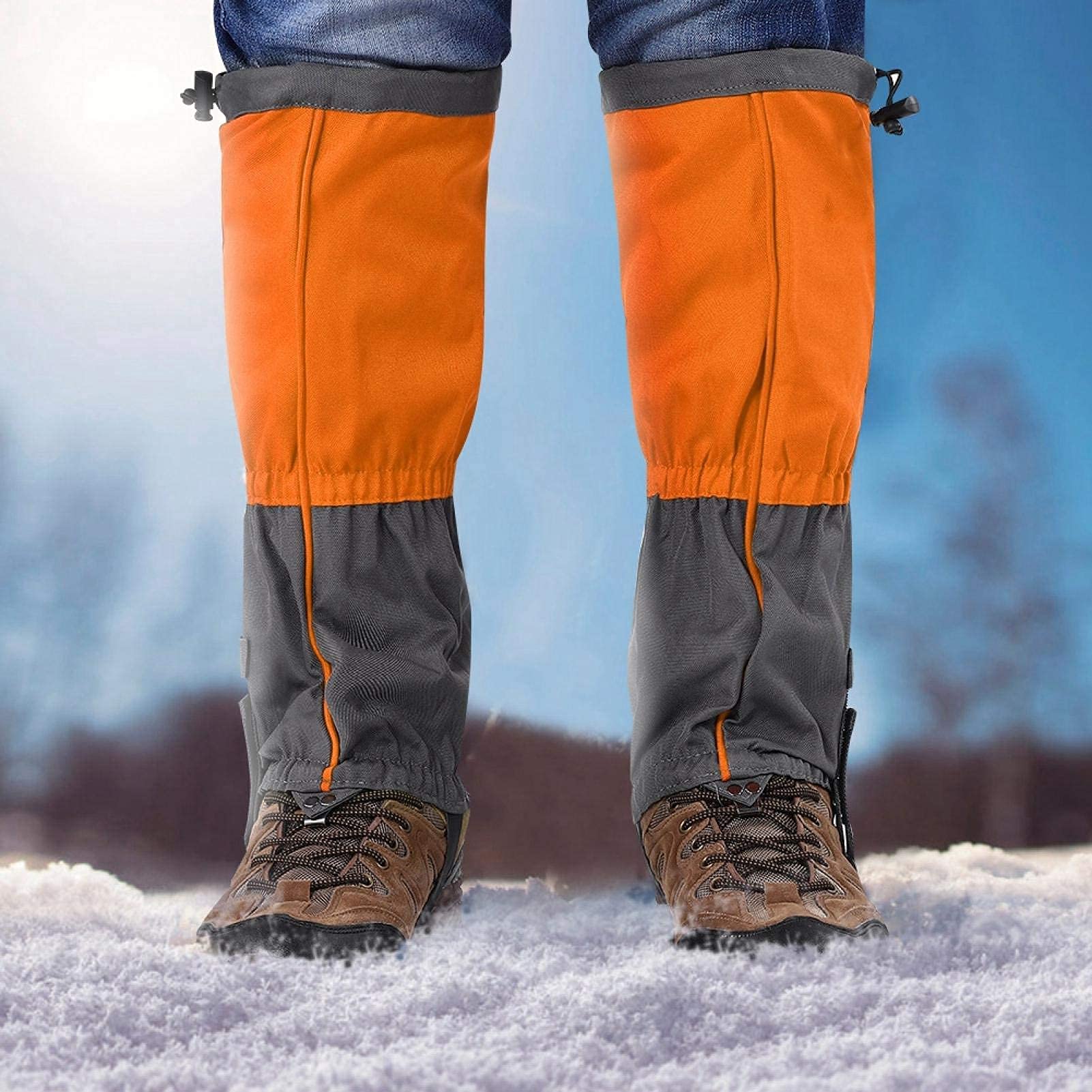 Ghette Da Neve Per Esterni, Ghetta Da Sci,1 Paio Di Ghette Da Escursionismo,Impermeabili Da Arrampicata All'aperto Da Trekking Copriscarpe Scarponcini Per Adulto(Arancia)
