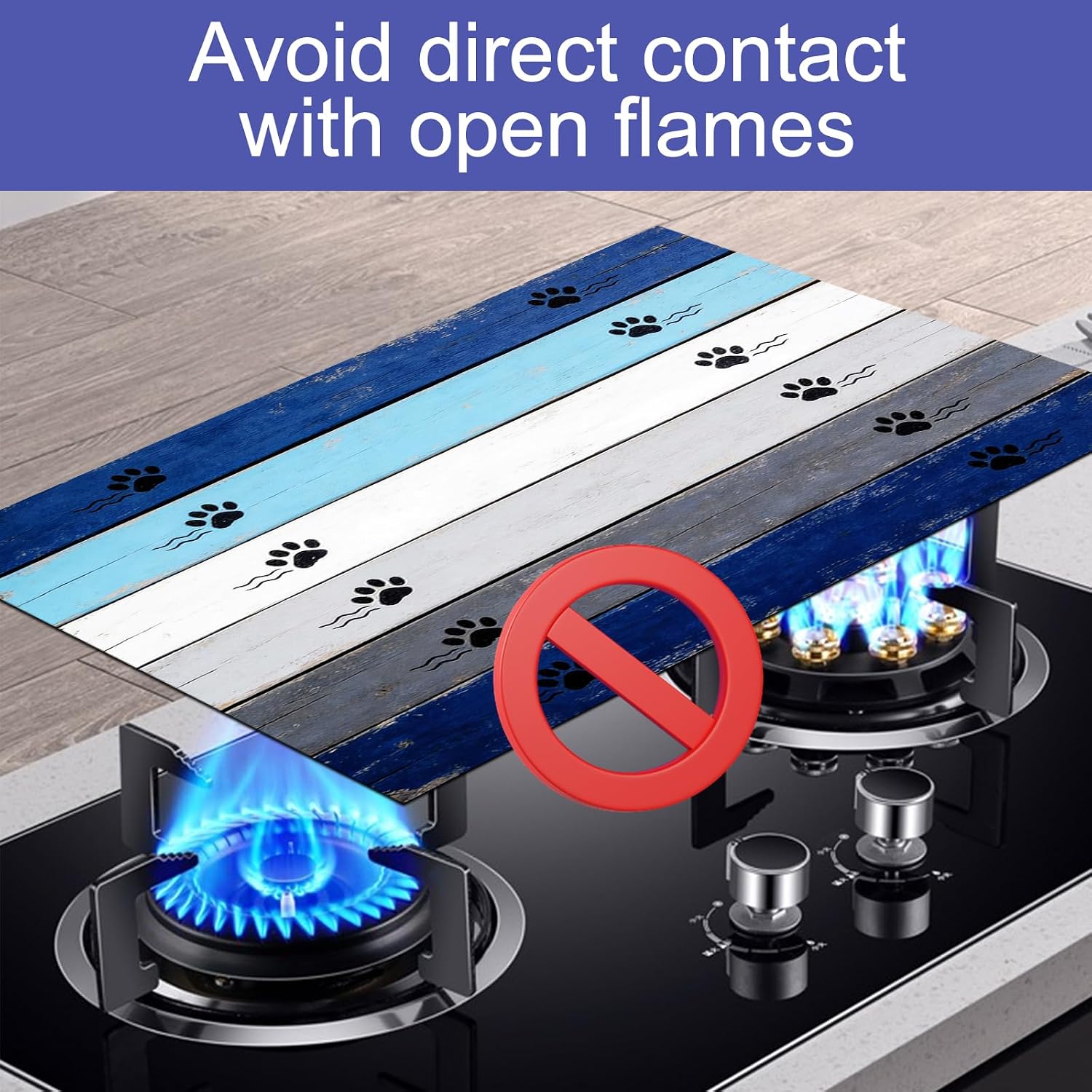 HOMETITUTE Spring Stove Top Covers for Electric Stove 28x20 Inches Paw Print Heat Resistant Glass Cooktop Protector Pad Decorative Stovetop Cover for Kitchen Coffee Bar Decor