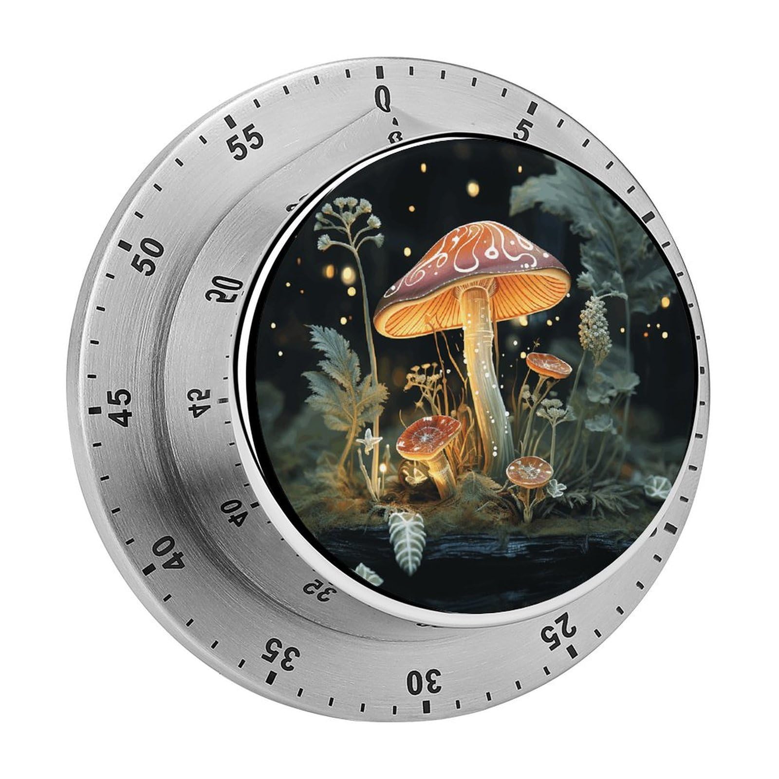 Butterfly Mushroom Timer Exquisite Stainless Steel Body Mechanical Desk Timers 60 Minutes Visual Countdown Timers with Magnetic Backing Loud Alarm Kitchen Timer for Cooking