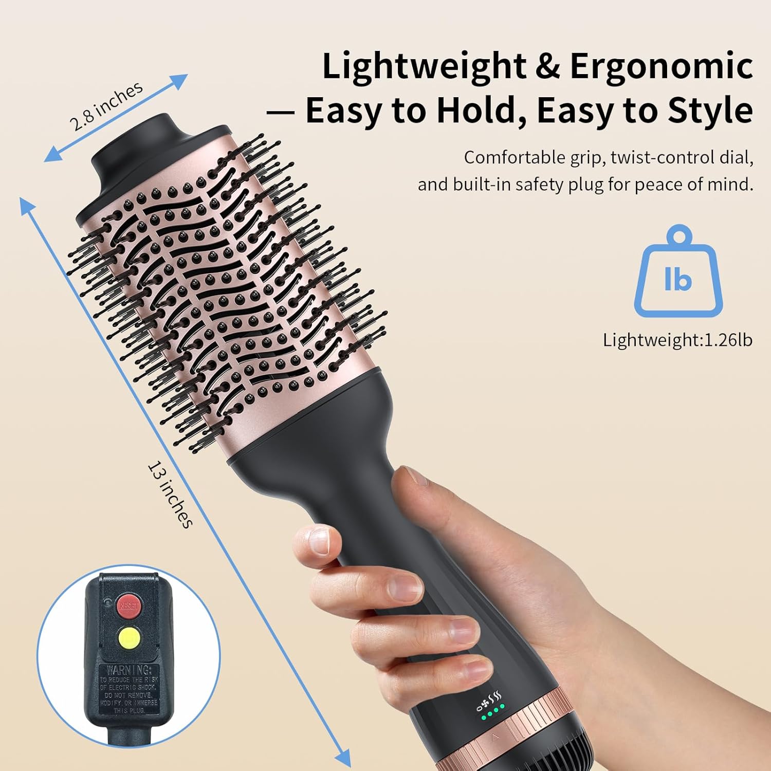 Hot Air Brush Blow Dryer in One, 4-in-1 Ionic Hair Dryer and Styler Volumizer with 3.2" Oval Barrel, 33000RPM High-Speed Motor, Hot Air Straightener Brush, All Hair Types KNS-M8 - Image 7