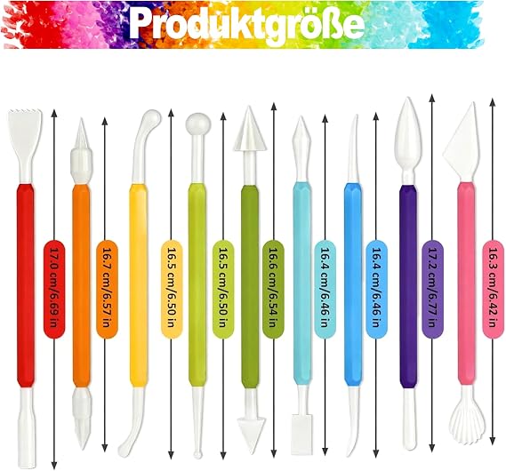 9 Pieces Clay Tools Set for Kids Ages 8+ Air Drying Clay Tool Set Plastic Clay Modelling Tools for DIY Ceramic Modelling Clay Sculpey Polymer Clay - Safer