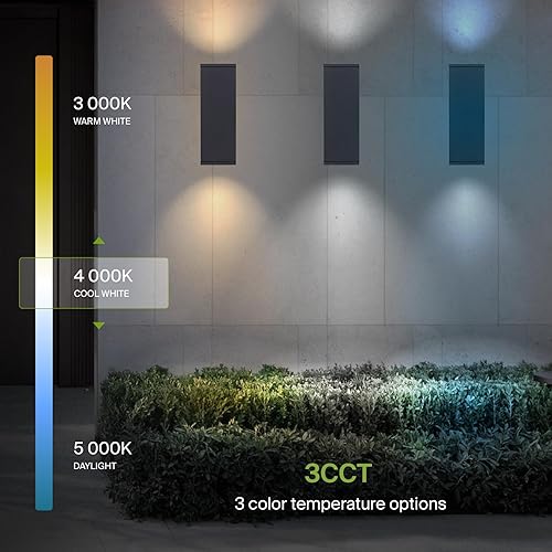 Miniatura 4 de ASD Lámpara de pared LED cuadrada de 2 luces LED para interiores y exteriores, 18 W, 1900 lúmenes, 3000 K-5000 K, 120 V, cilíndrica hacia arriba,