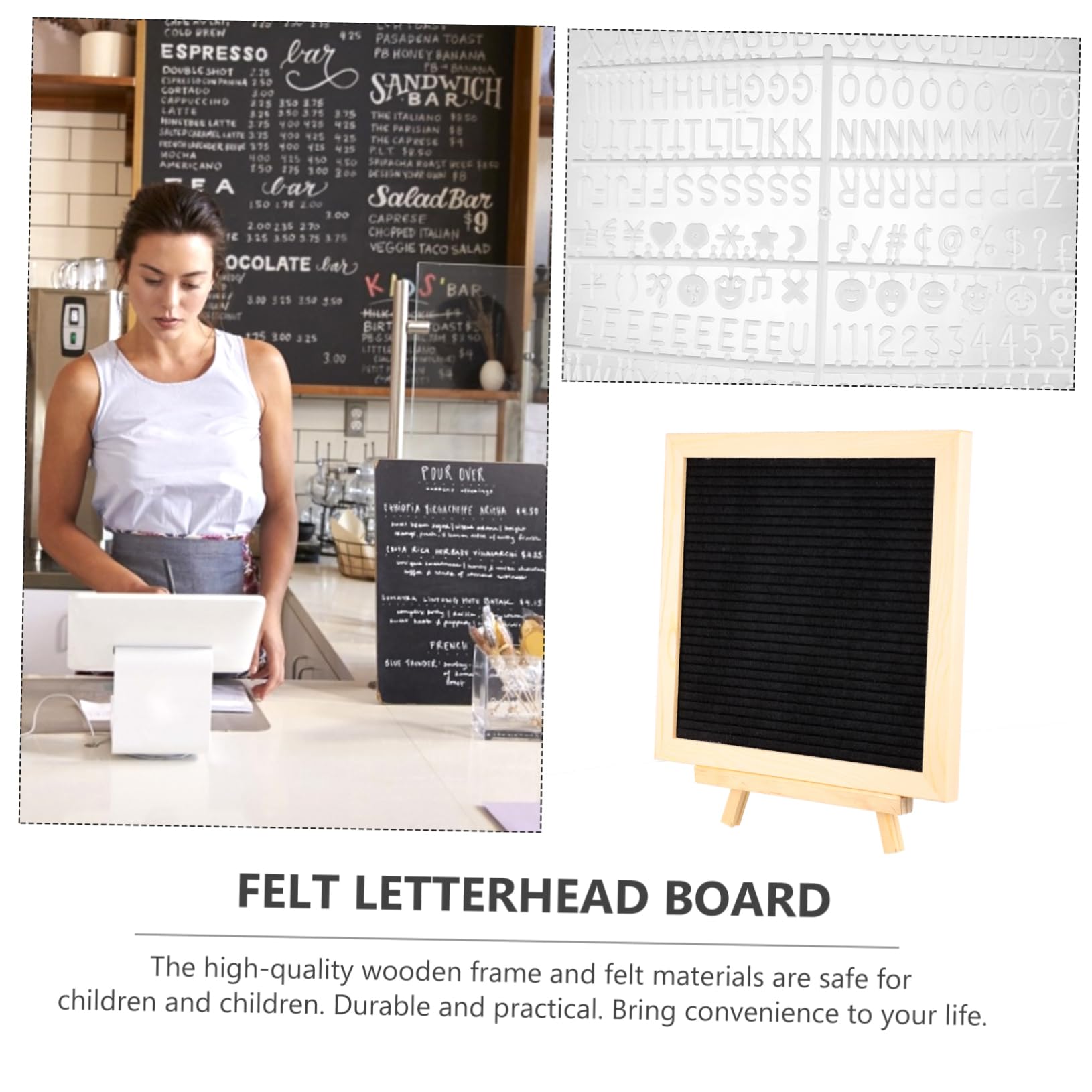 VILLCASE 1 Set Message Board Home Felt Frame Accessories Message Pad DIY Letter Boards Felt Message Decorative Felt Board Letters Numbers Sign Board The Office Decor Felt Letter Board Wood