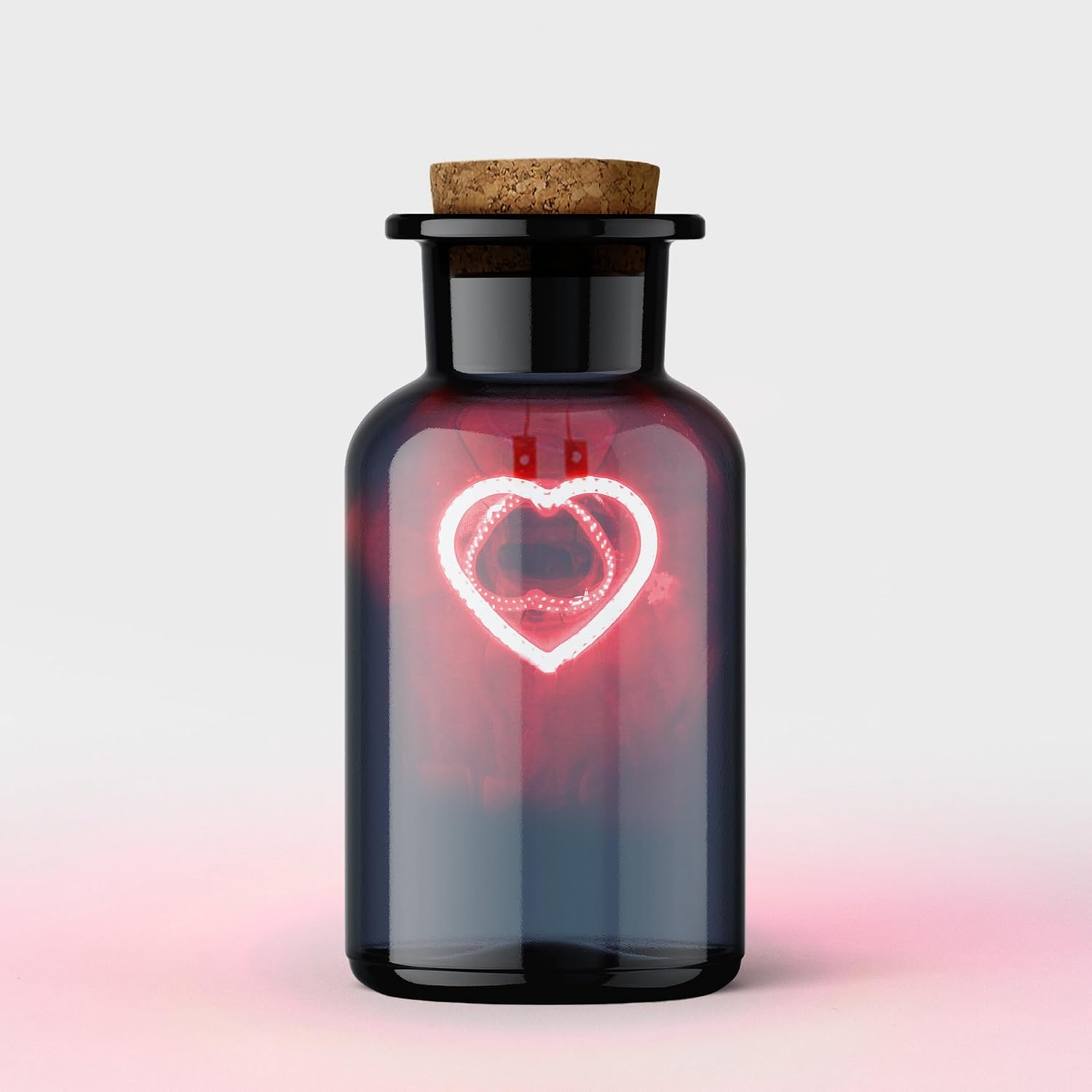 Suck UK Love Potion Neon Heart Glass Bottle | Pink Cordless Table Lamps & Bedroom Lamps | Bedroom Decor & Cute Desk Accessories | Pink Decorations for Bedroom & Girls Room Decor | Love Potion