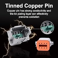 Vista 2 de Exqutoo Paquete de 2 conectores DT impermeables de 2 pines macho y hembra con cables de 16AWG 105℃ 600V y tubos termorretráctiles, aplicables