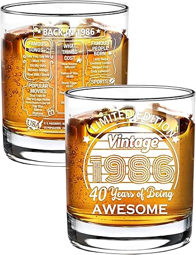 Gafas antiguas de 1985  Vintage 1985 información de la antigüedad 10.25oz Whisky Rocks Glass  40 cumpleaños envejecido a la perfección  regalos de