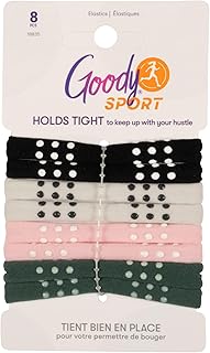 Goody Sport Ouchless Seamless Hair Elastics, 8 Ct, 4 Assorted Colors, Sport-Level Silicone Grip for Active Lifestyles, Damage-Free Wear Ties, Styling Accessories for Women & Men, All Hair Types