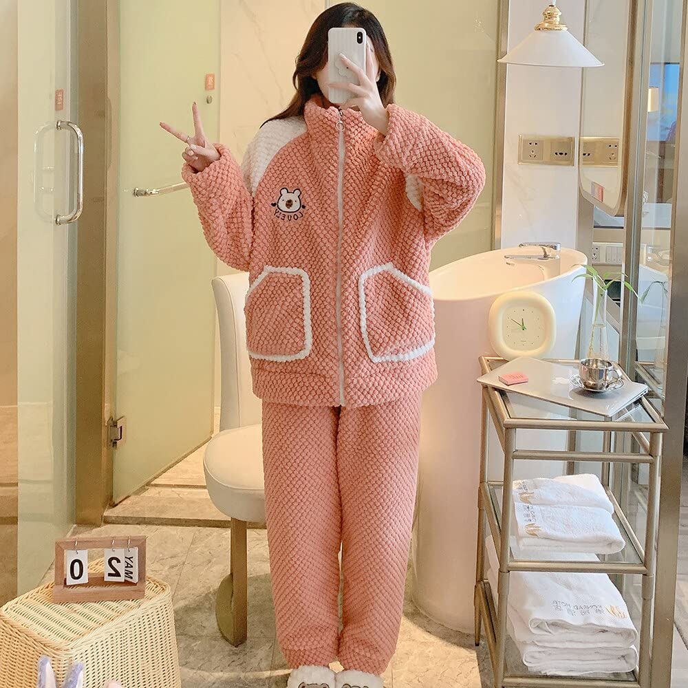 Pyjama Femme En Polaire épaisse - Grande Taille, Confortable, Pour Nuits Froides Et Soirées Maison