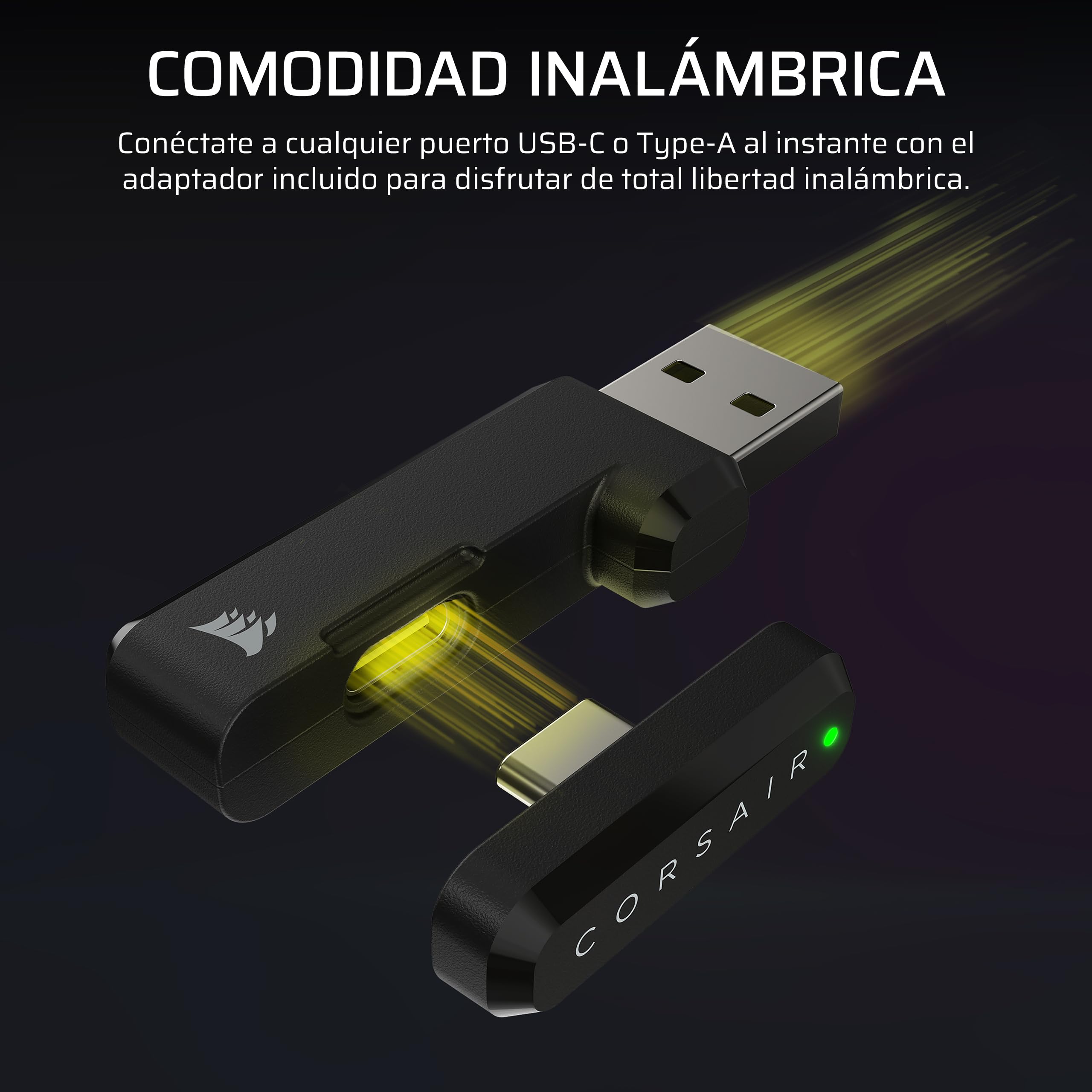 Corsair HS35 v3 Auriculares Inalámbricos para Videojuegos – Negro | 2,4 GHz y Bluetooth, Ligeros y Cómodos, Dolby Atmos - PC, PS5, PS4, Switch, Mac, Móviles
