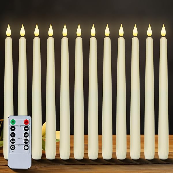 Homemory 11 inches Plastic Flameless Taper Candles
