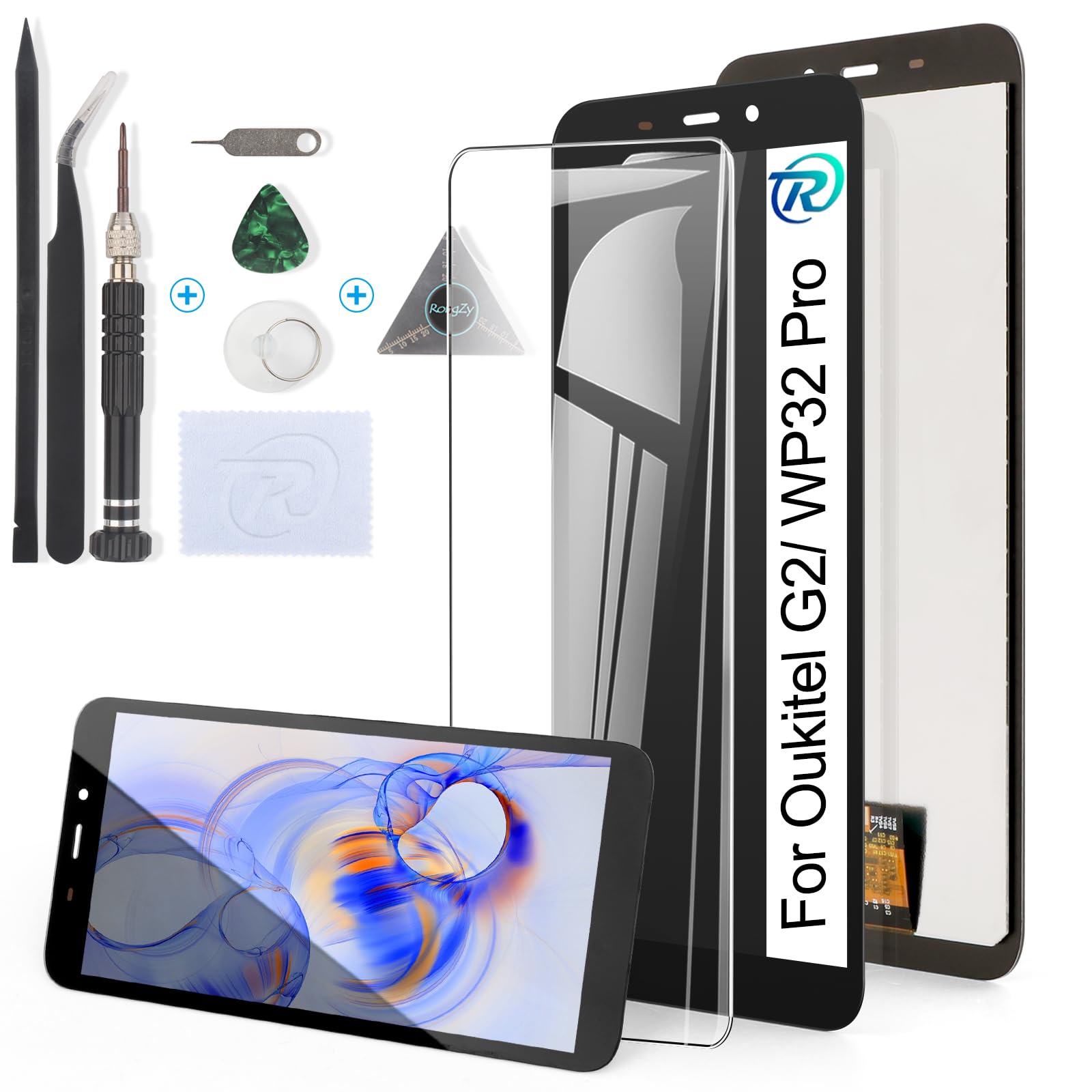 RongZy LCD Display per Oukitel G2/WP32 PRO Schermo LCD Touch Screen Assemblea Sostituzione di Vetro Digitalizzatore con Strumenti(Nero)