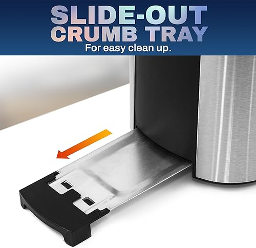 Miniatura 5 de Elite Gourmet ECT2145 Tostadora de 2 rebanadas de ranura extra ancha, funciones de recalentamiento, descongelación y cancelación, 6 ajustes de