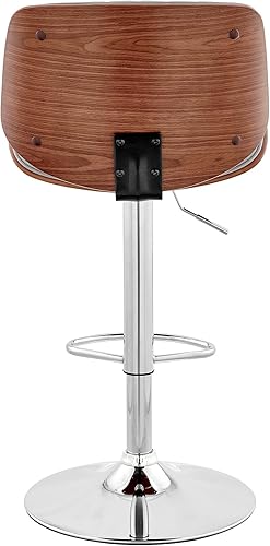 Miniatura 74 de Armen Living Taburete de bar de madera giratorio de mediados de siglo con pedestal moderno con piel sintética para encimera de isla de cocina,