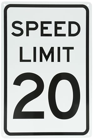 NMC TM20G Traffic Sign, Legend "SPEED LIMIT 20", 12" Length x 18" Height, 0.040 Aluminum, Black On White
