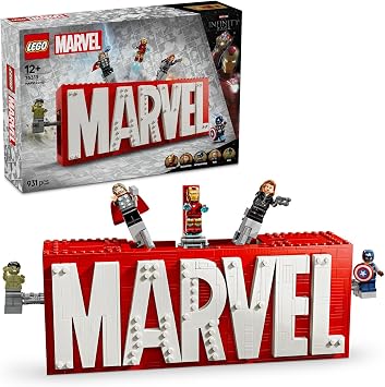 LEGO | Marvel: MARVEL Logo and Minifigures 76313 - Creative Toy Making Set Featuring Avengers Characters for Superhero Lovers, Birthday Gift (931 Pieces)