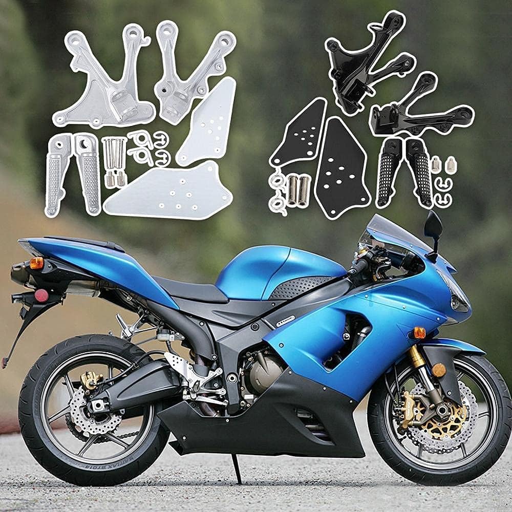 Front Footpegs Brackets Set for kawasaki ZX6R 2005-2008, ZX636 2005-2006