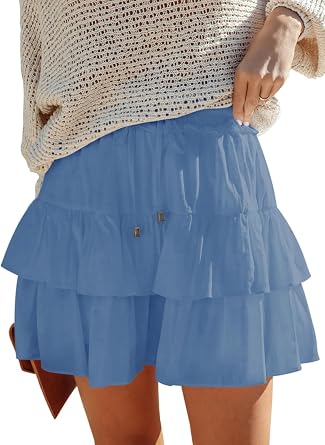 Aoudery Flowy Shorts for Women Boho Ruffled Tiered Skorts Casual High Waist Mini Skirts Tennis Golf Comfy Shorts 2026