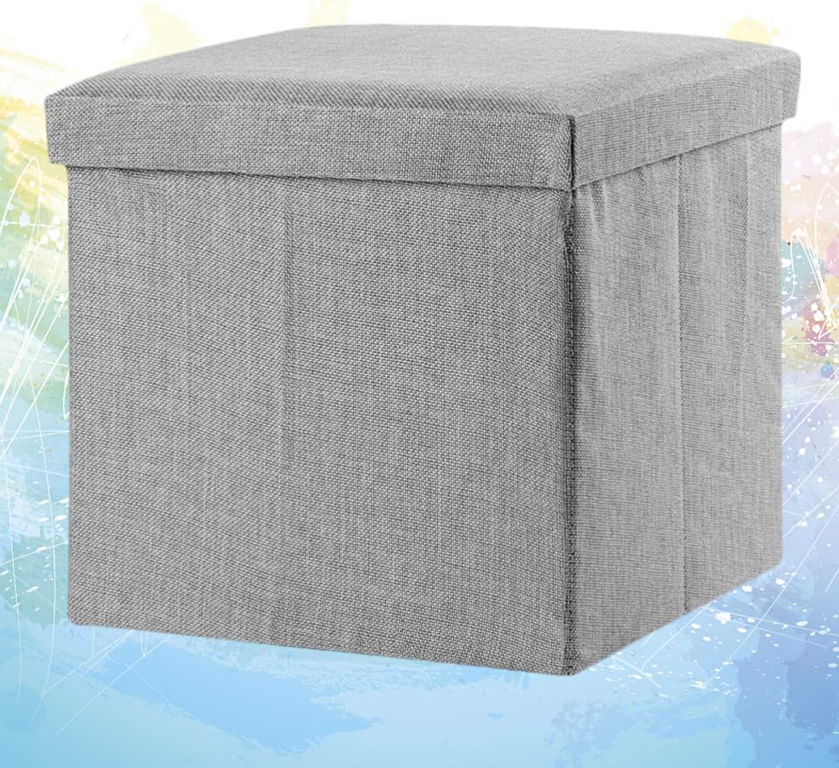 Foldable Cloth Storage Stool with High Bearing Ability Square Wearable Multifunctional Storage Cube for Closet and Playroom